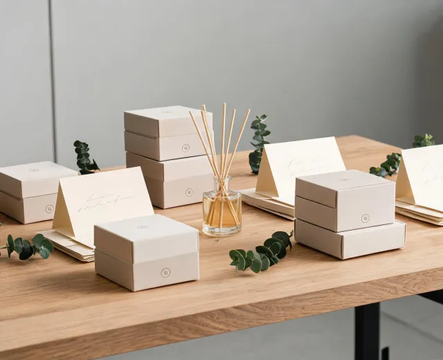 Corporate candle gift set table